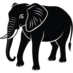 Silhouette of a desert elephant - digitally hand drawn vector illustration
