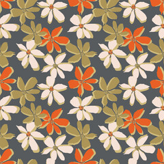 Vintage seamless floral pattern. Ditsy style background of small flowers. Ditsy floral over light yellow background. Small flower pattern for fashion, wrapping, printing on fabrics and surface