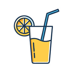 Refreshing Juice with Lemon and Straw Icon Design