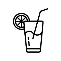 Refreshing Juice with Lemon and Straw Icon Design