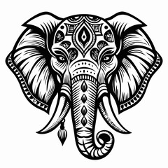 Fototapeta premium Intricate Elephant Art with Ornate Black and White Design