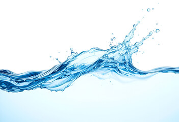 Realistic blue water splash isolated on transparent white background. 