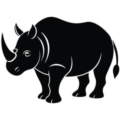 rhinoceros silhouette line art vector illustration with a white background