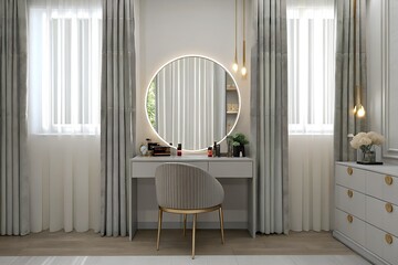 Modern Bedroom with Stylish Dressing Table Interior