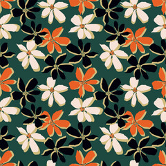 Vintage seamless floral pattern. Ditsy style background of small flowers. Ditsy floral over light yellow background. Small flower pattern for fashion, wrapping, printing on fabrics and surface