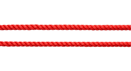 Red string, set rope isolated on white, top view