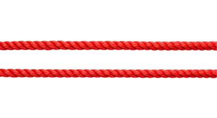 Red string, set rope isolated on white, top view