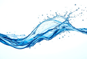 Realistic blue water splash isolated on transparent white background. 