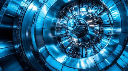 Futuristic Particle Accelerator: Intricate Metallic Cylindrical Structure
