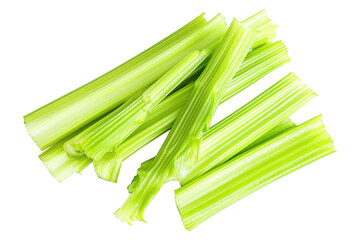 Fresh green celery sticks healthy vegetable food ingredient diet on transparent background
