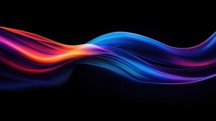 Abstract colorful wave flow, dark background, design element