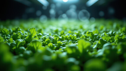 A close-up view of small plants growing in a controlled environment, showcasing natural agriculture.