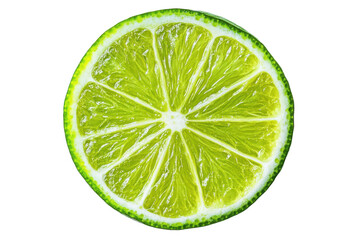 Isolated fresh lime slice close up for food and drink background use on transparent background