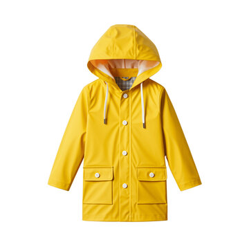 Yellow raincoat isolated on transparent background, png