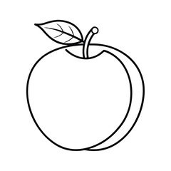 Simple outline drawing of an apple with leaf fresh fruit design graphic element