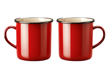  Red mugs, transparent background PNG
