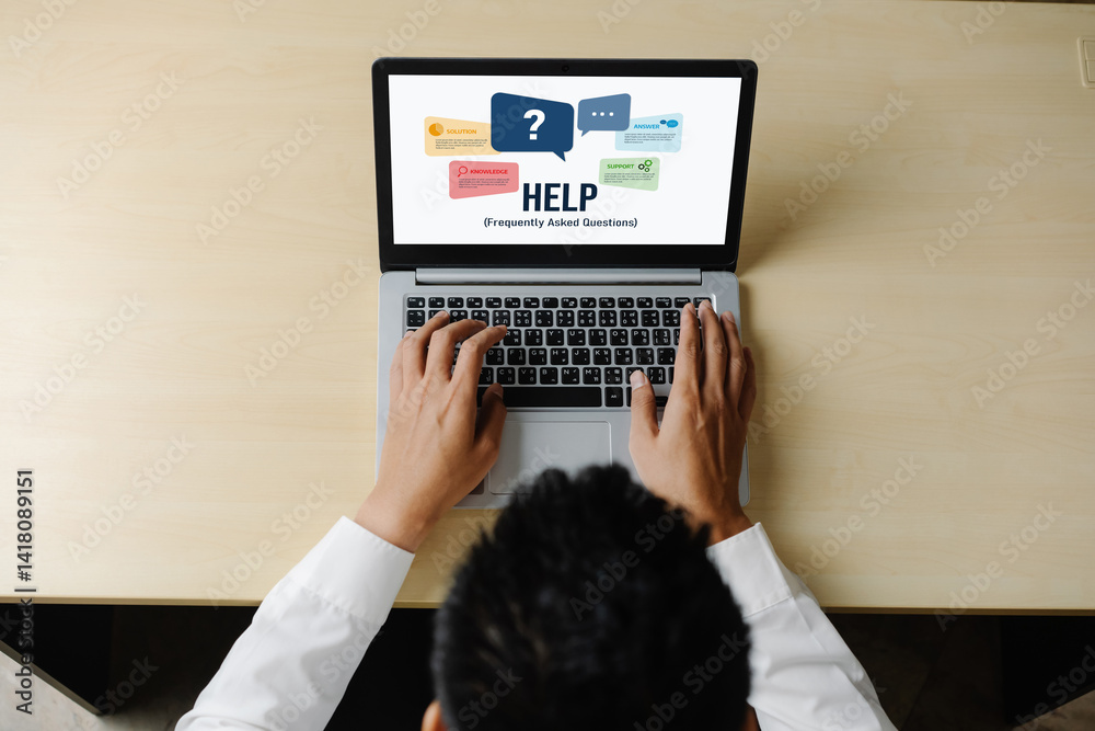Poster help screen on the website provide answer to faq frequently asked question snugly with knowledge inf