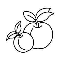 Apple fruit line art illustration two apples with leaves simple design