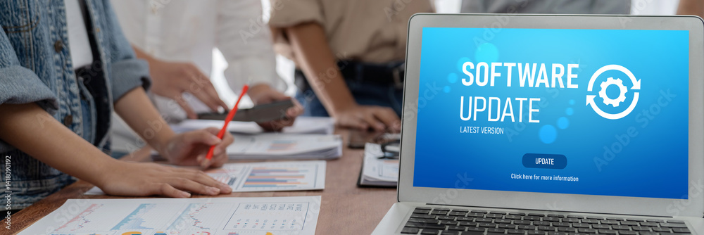 Aufkleber Software update on computer for brisk version of device software upgrade