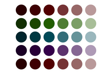 Circle color palette. Round gradient tones. Artistic vector swatches. Colorful hue chart.