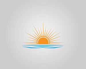 Sunrise over the Ocean Logo Design Creative Vector Template.
