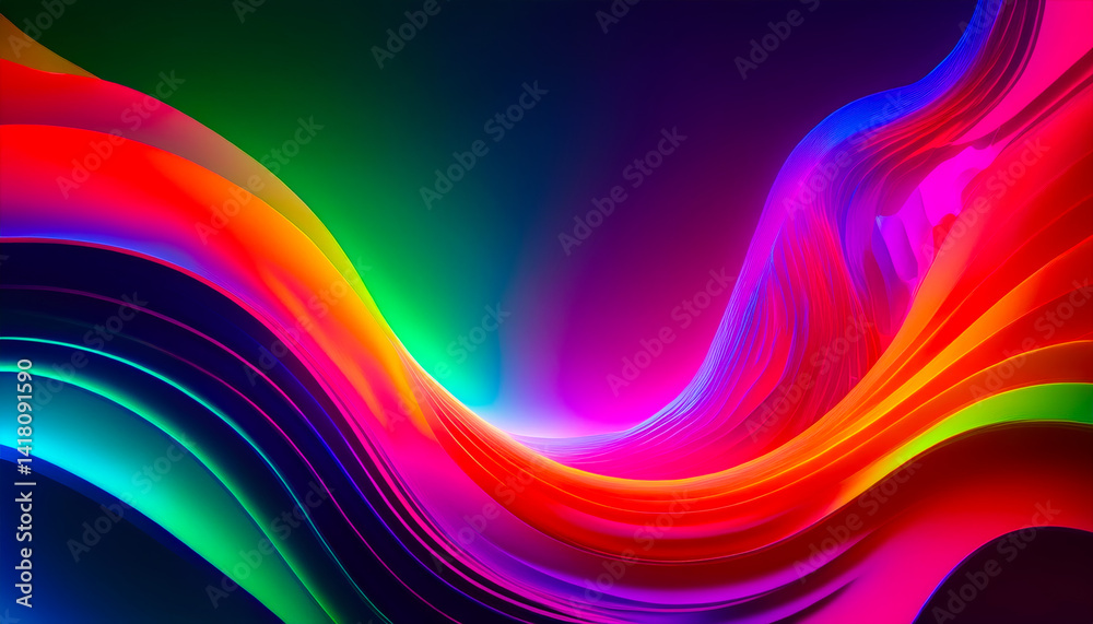 Aufkleber Vibrant abstract waves of color create an energetic visual effect in a digital artwork