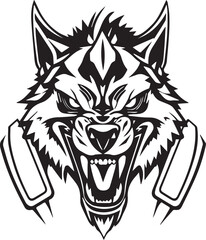 Werewolf in armour. Hand drawn vector illustration