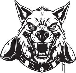 Werewolf in armour. Hand drawn vector illustration