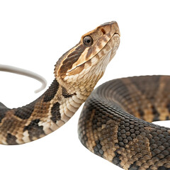 Obraz premium cottonmouth in Transparent Background Closeup of a Boa Constrictor Showing Detailed Scales and Pattern