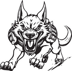 Werewolf in armour. Hand drawn vector illustration