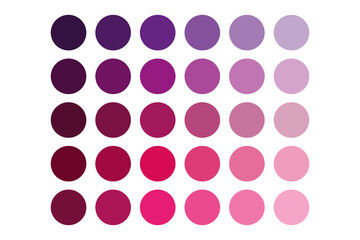 Pink circle palette. Bright fuchsia vector. Gradient dot layout. Soft tone swatches.