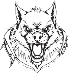 Obraz premium Werewolf in armour. Hand drawn vector illustration
