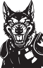 Werewolf in armour. Hand drawn vector illustration