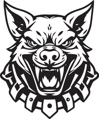 Werewolf in armour. Hand drawn vector illustration