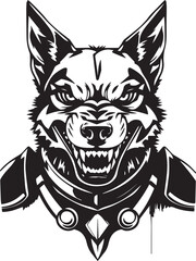 Werewolf in armour. Hand drawn vector illustration