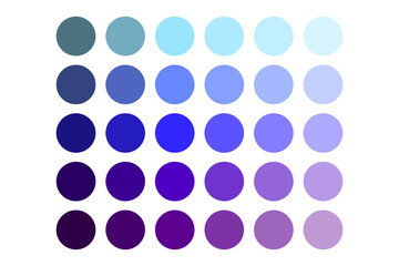 Purple tone palette. Circle color gradient. Soft violet harmony. Vector pigment set.