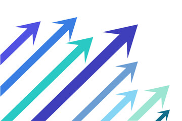 upward trending gradient arrows, blue arrow background vector illustration isolated background.