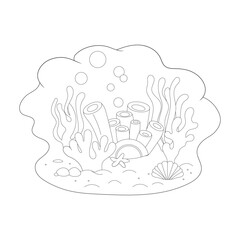 Underwater paradise coral reef coloring page with marine animals
