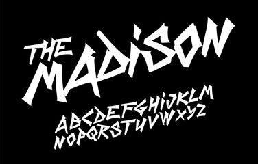 Cool urban street art font, bold and dynamic graffiti typeface for modern marker logos, expressive headlines, and youthful urban style. creative typographic design. vector font set