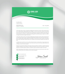 Clean A4 Professional Letterhead Design in Green and White