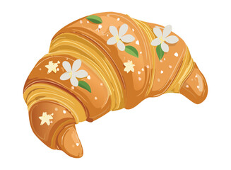 Croissant Bread Pastry Dessert - Vector Illustration