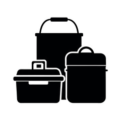 Lunchboxes Black Silhouette Vector