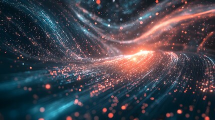 A cosmic visualization of metadata and EXIF data forming a galaxy of information, deep space aesthetic, glowing data streams