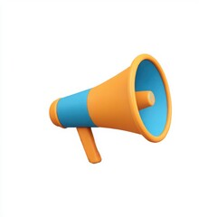 Orange and blue megaphone isolated on white background