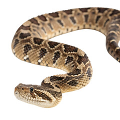 puff adder in Transparent Background Closeup of a Boa Constrictor Showing Detailed Scales and Pattern