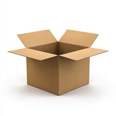 Open cardboard box isolated on white background