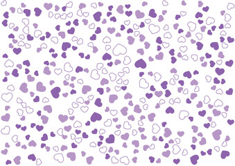 ハート柄の背景 紫系の3色 フチと単色 ハート