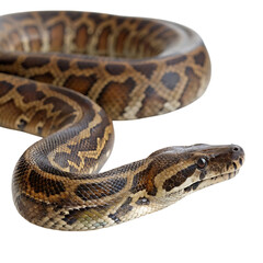 Fototapeta premium rock python in Transparent Background Closeup of a Boa Constrictor Showing Detailed Scales and Pattern