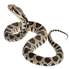 Fototapeta premium russell s viper in Transparent Background Closeup of a Boa Constrictor Showing Detailed Scales and Pattern