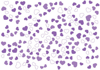 ハート柄の背景 紫系の3色 フチと単色 ハート